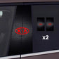 2x Klistermärken för bilfönster med logotyp
