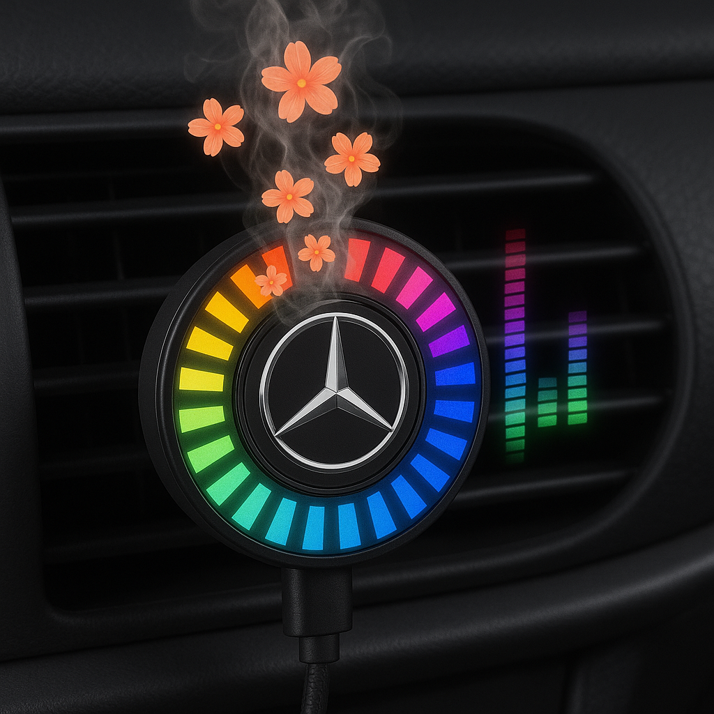 Ritmo musical Luz LED para coche con logotipo (con difusor de aroma)